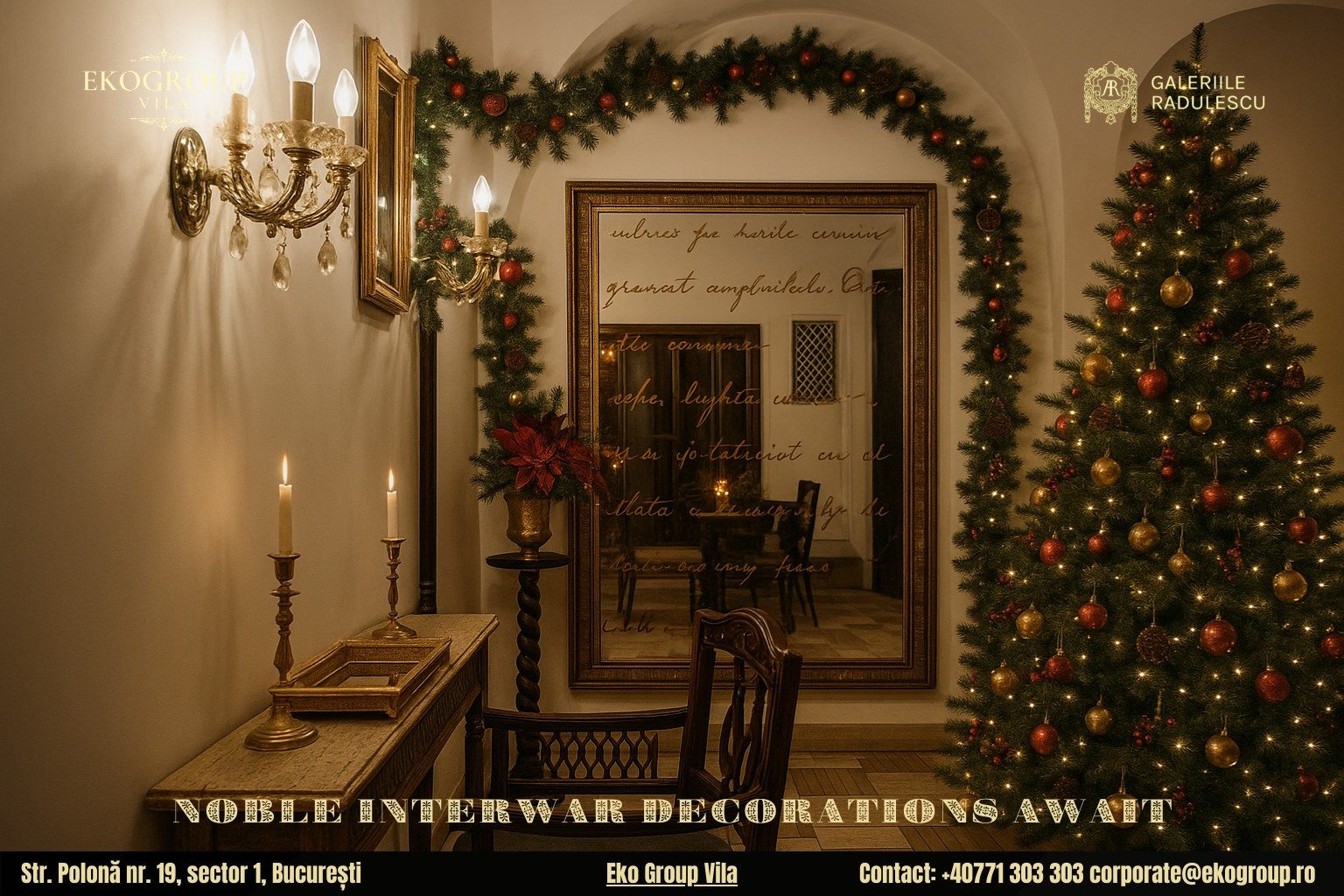 Decoratiuni de Craciun încântătoare, în stil interbelic, în cadrul Eko Group Vila și expoziția Crăciunul anilor ’30